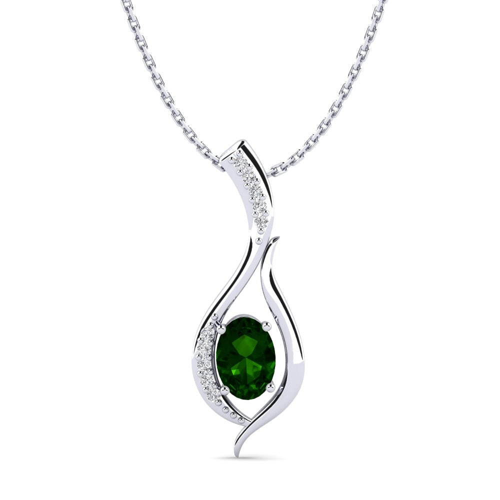 White Silver Green Tourmaline Women's Pendant Dulcinia