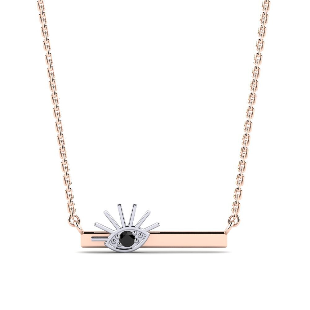 14k Oro Rosa & Blanco Zafiro negro Collar de Mujer Durst