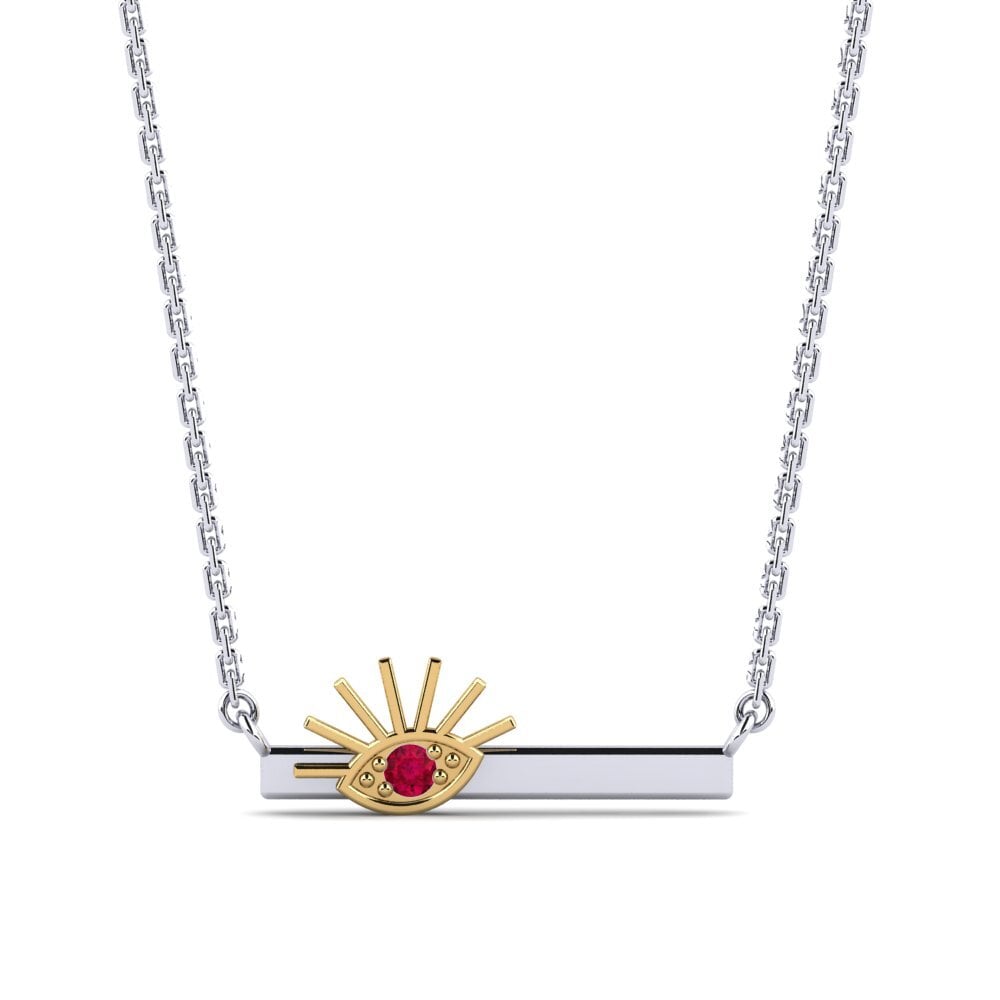 14k Oro Blanco & Amarillo Rubí Collar de Mujer Durst