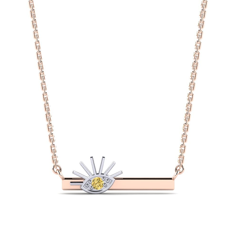 9k Oro Rosa & Blanco Diamante Amarillo Collar de Mujer Durst