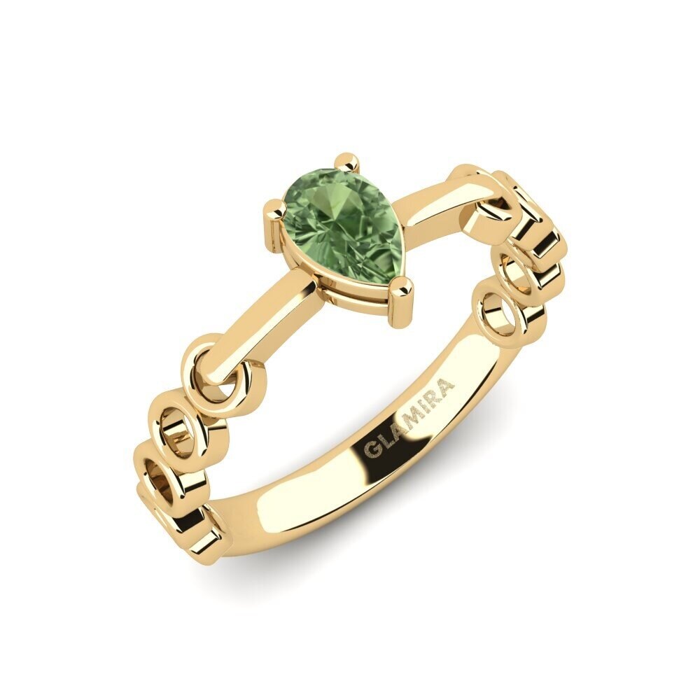 Zafiro Verde Anillo de compromiso Duzafizz