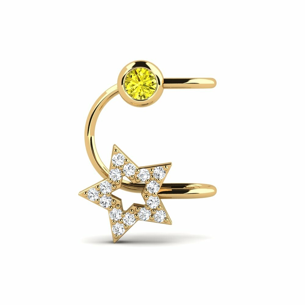 Brazalete de oreja Ear Cuffs Pendientes Dvien Oro Amarillo 375 Diamante Amarillo
