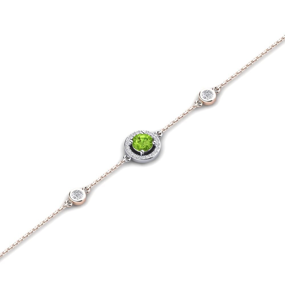 9ct Rose & White Gold Peridot Women's Bracelet Dwana - Round