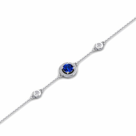 Bracelet Dwana - Round 950 Palladium & Sapphire (Lab Created) & Diamond & Swarovski Crystal