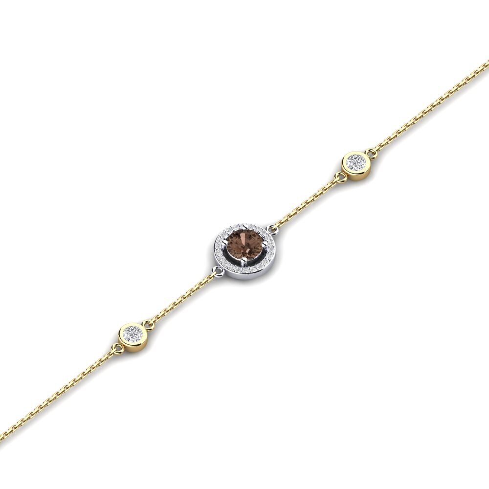 9ct Yellow & White Gold Smoky Quartz Women's Bracelet Dwana - Round