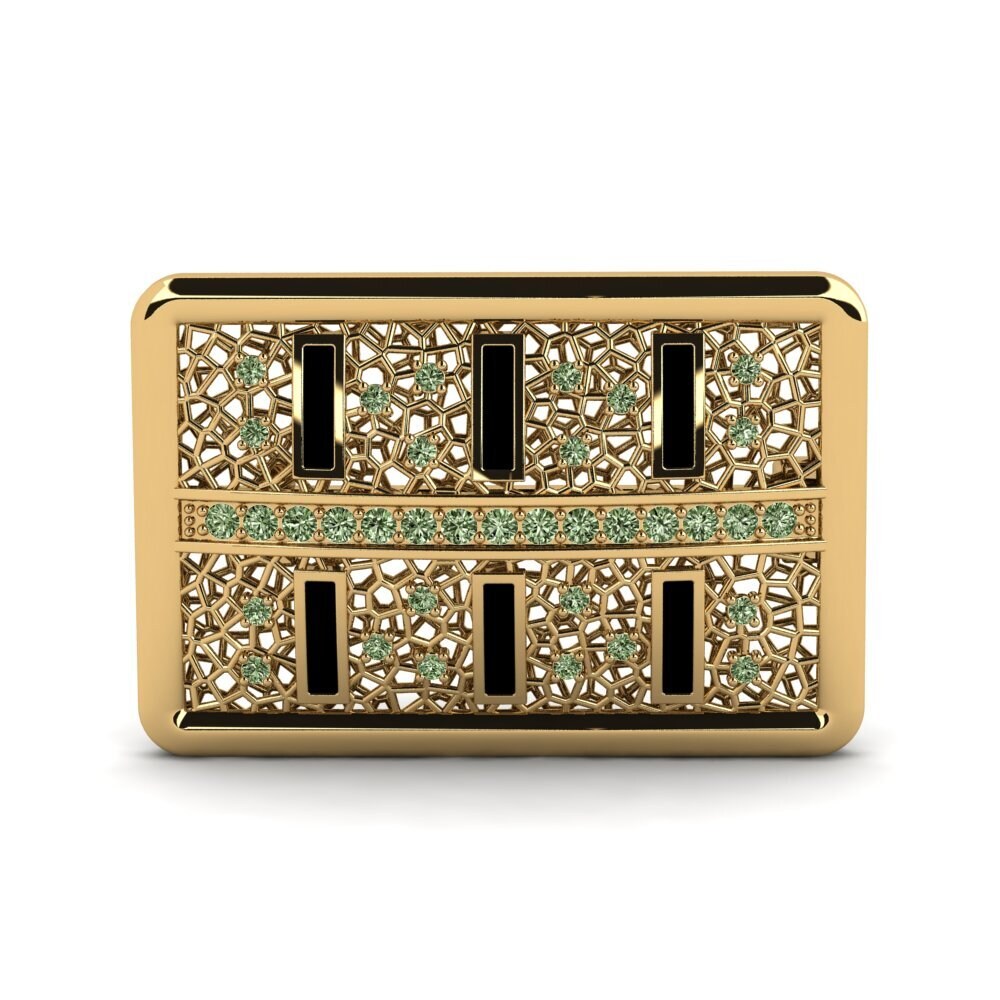 Gelbgold 375 Grüner Diamant Brosche Dwebble