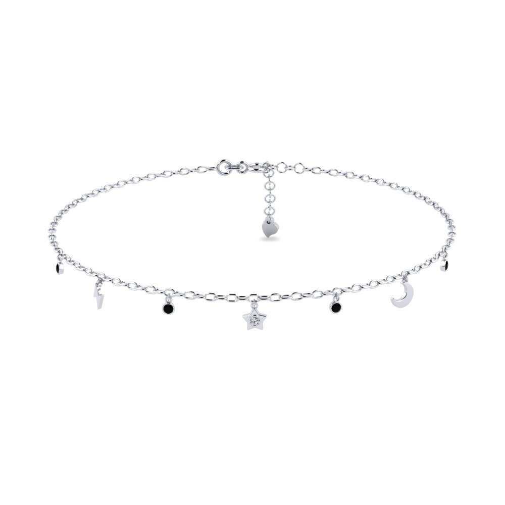 18ct White Gold Black Onyx Women's Anklet Dwight