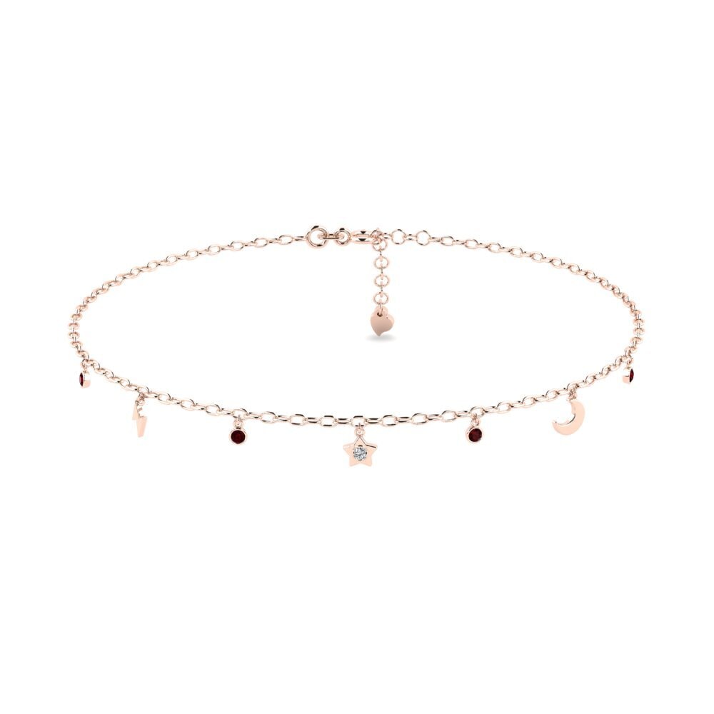 9ct Rose Gold Garnet Women's Anklet Dwight