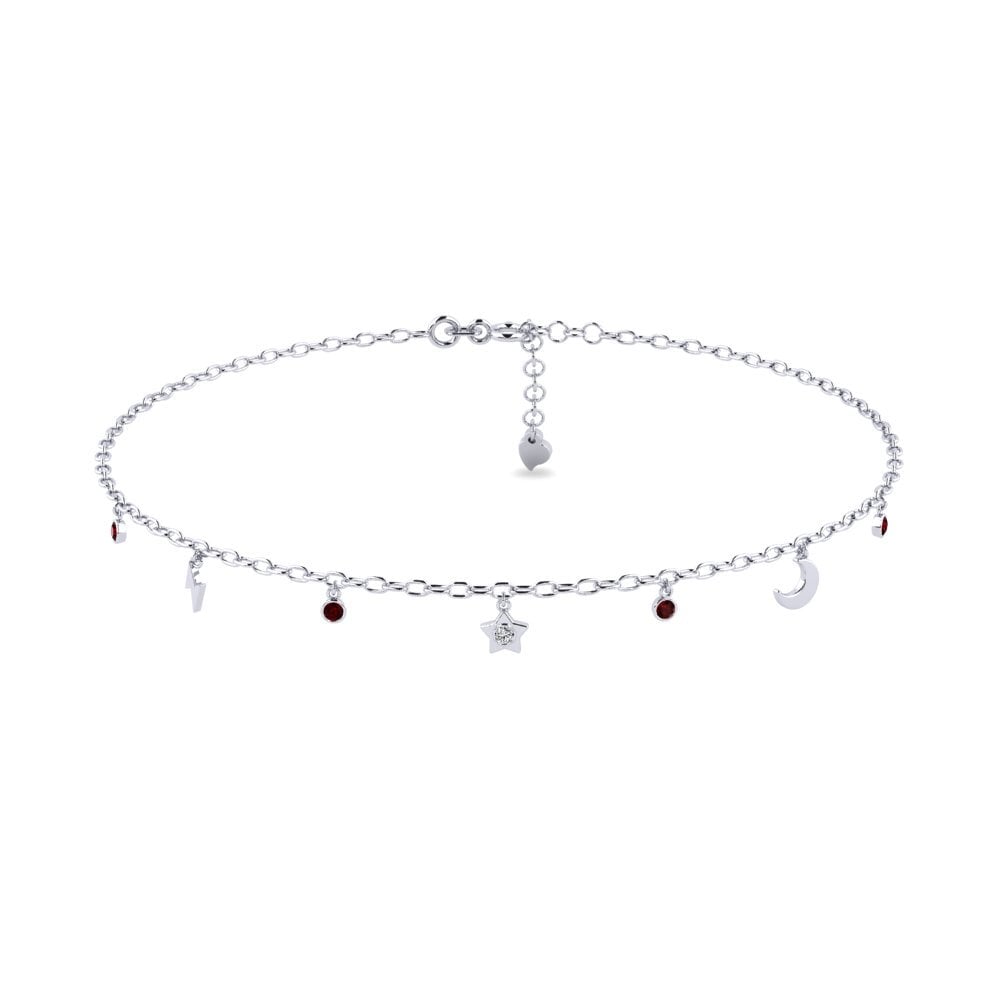 18ct White Gold Garnet Women's Anklet Dwight