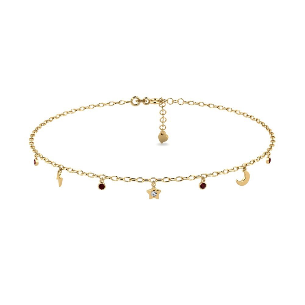 14ct Yellow Gold Garnet Women's Anklet Dwight