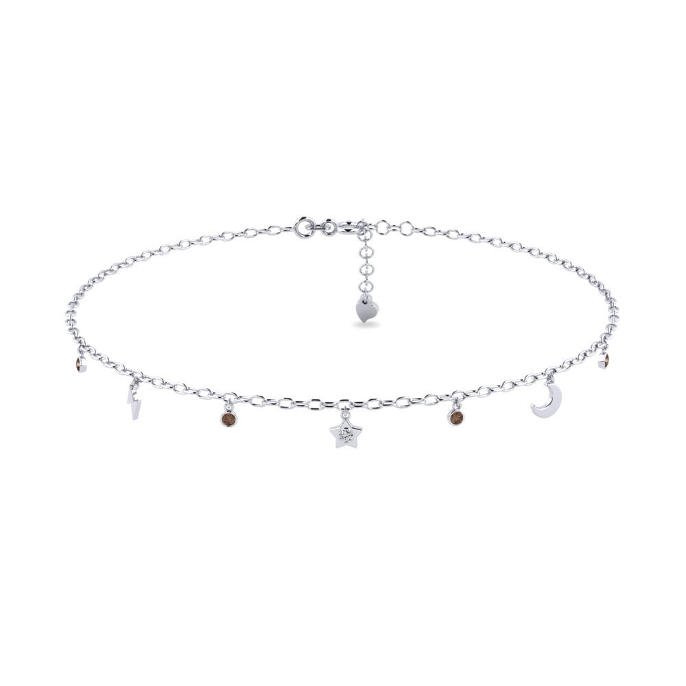 18ct White Gold Smoky Quartz Women's Anklet Dwight