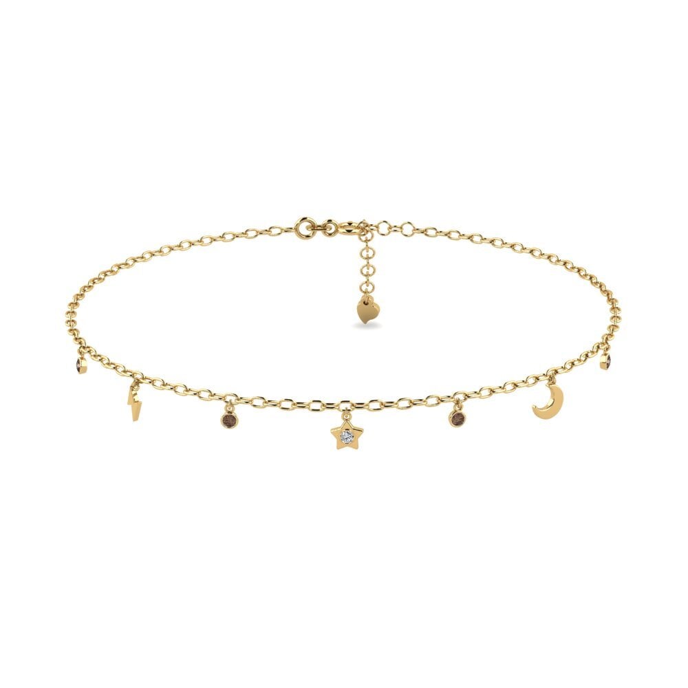 14ct Yellow Gold Smoky Quartz Women's Anklet Dwight