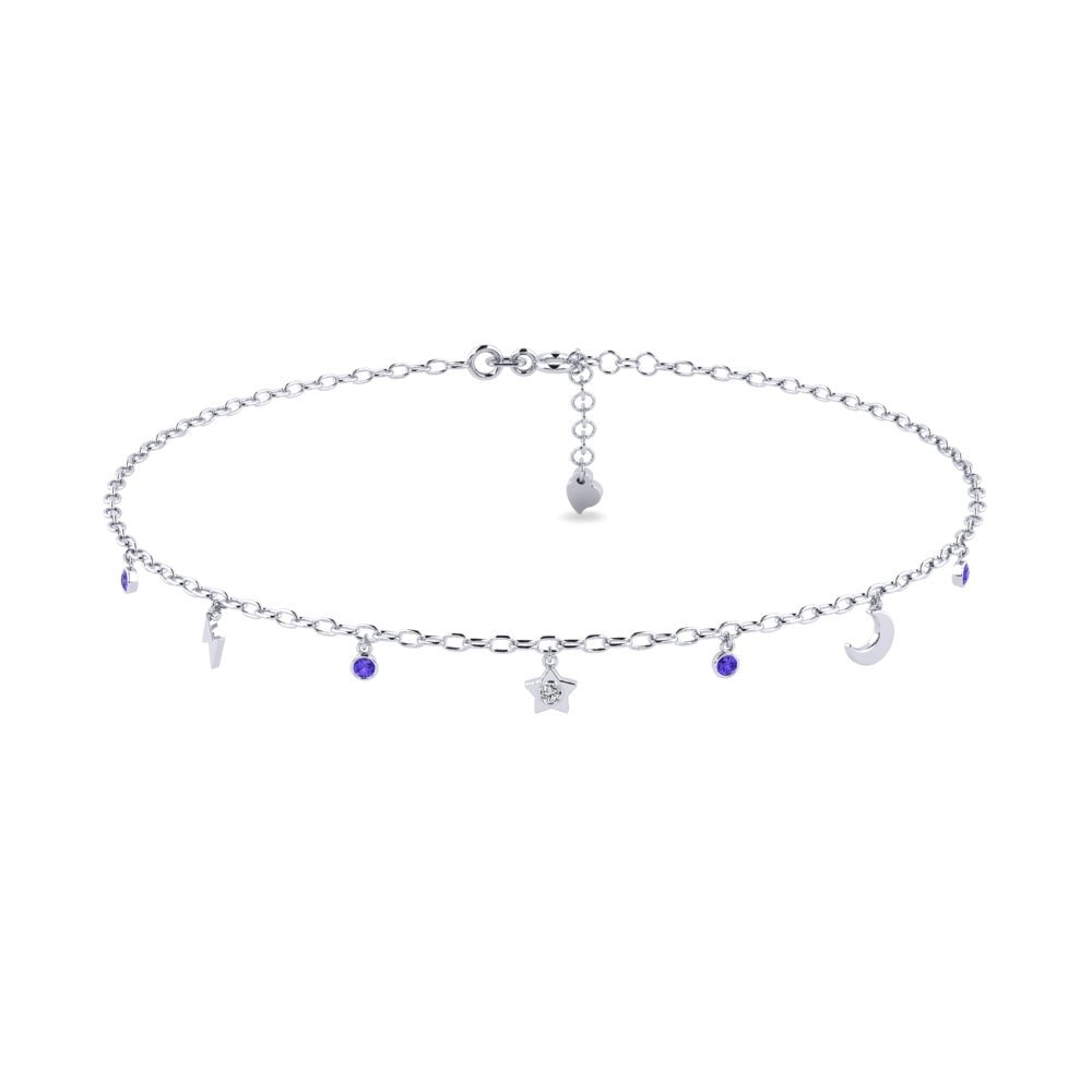 18ct White Gold Tanzanite Women's Anklet Dwight