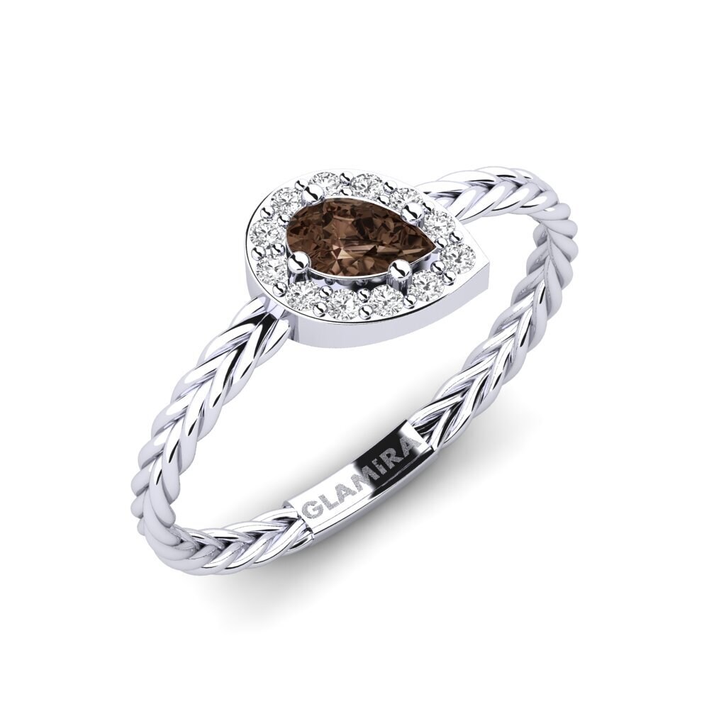 White Silver Smoky Quartz Ring Dychannie