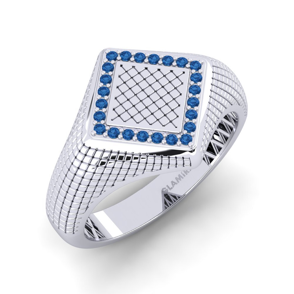 Zircone Bleu Foncé Bague pour homme Dyhten