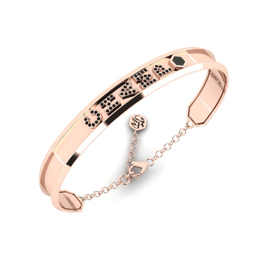 18k Oro Rosa Zafiro negro Pulsera para hombre Dzina