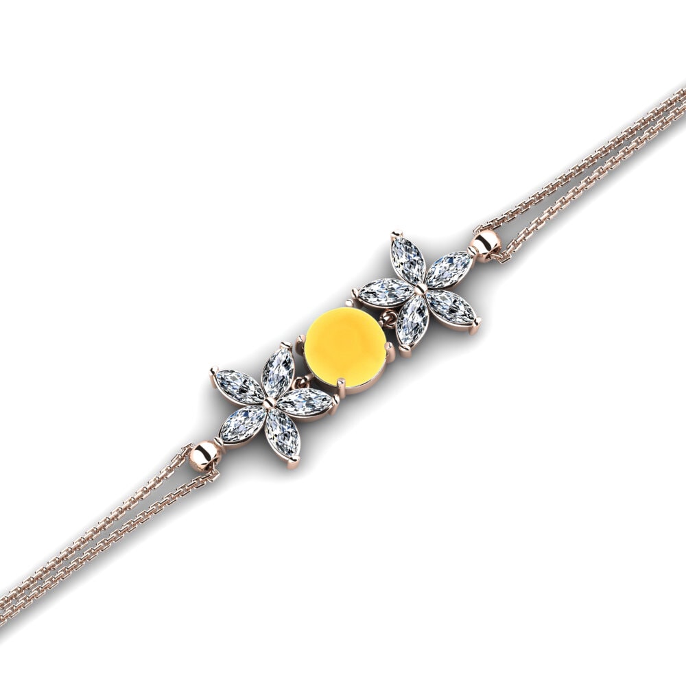 9k Oro Rosa Citrino Cabujón Pulsera de Mujer Eadion