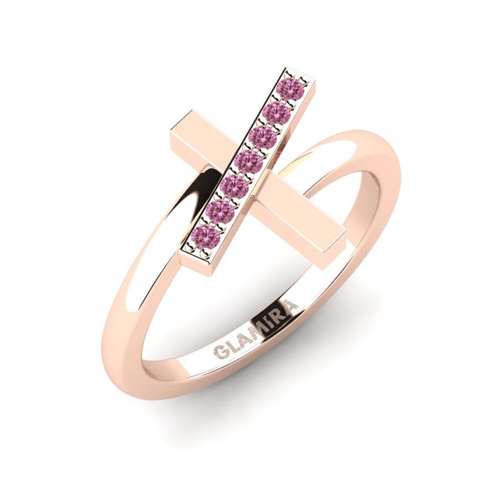 14k Oro Rosa Granate Rhodolite Anillo Ealamai