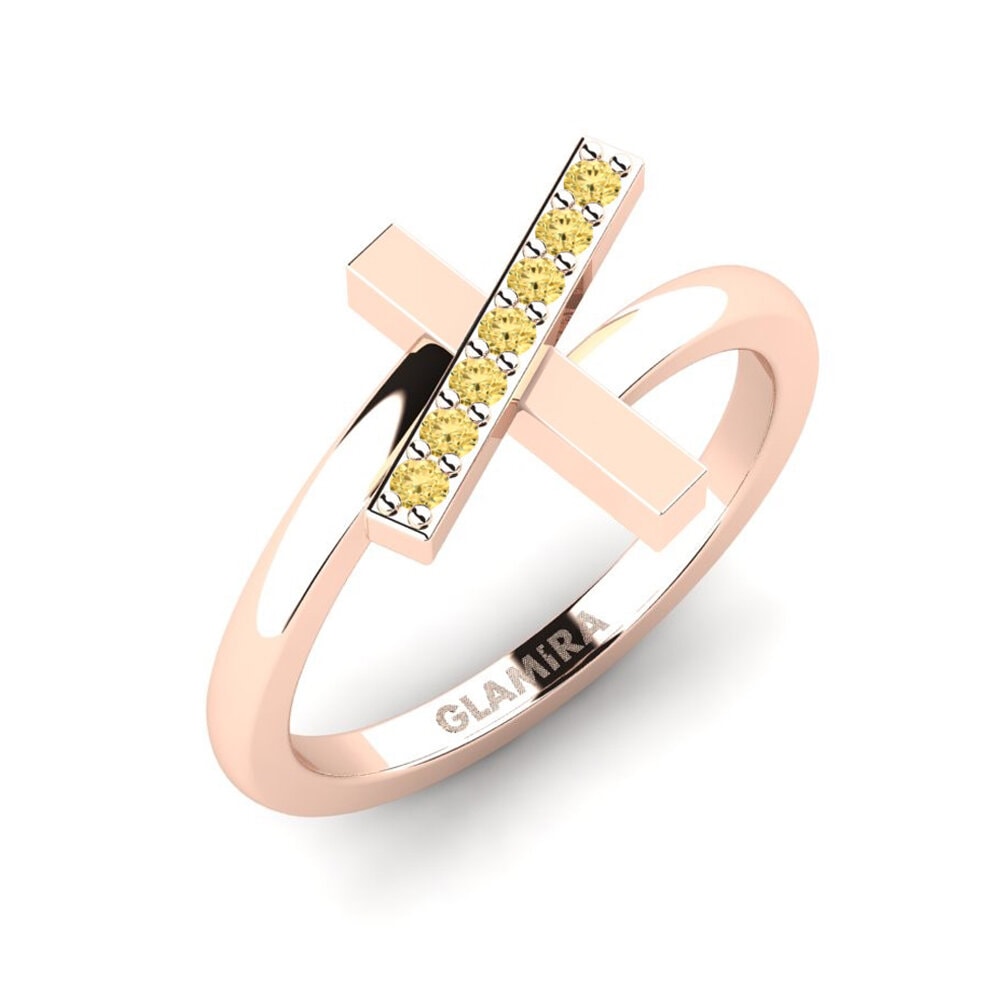 14k Oro Rosa Diamante Amarillo Anillo Ealamai