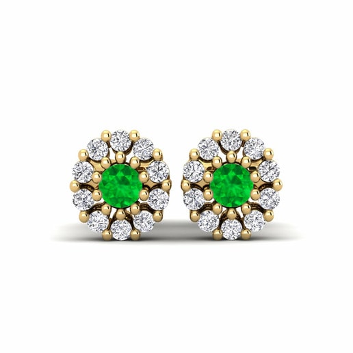 Earring Eargle 585 Yellow Gold & Emerald & Diamond