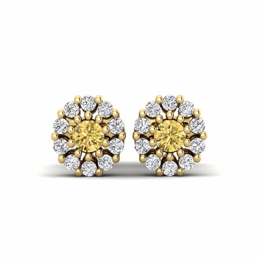 Pendientes Eargle Oro Amarillo 585 & Diamante Amarillo & Diamante