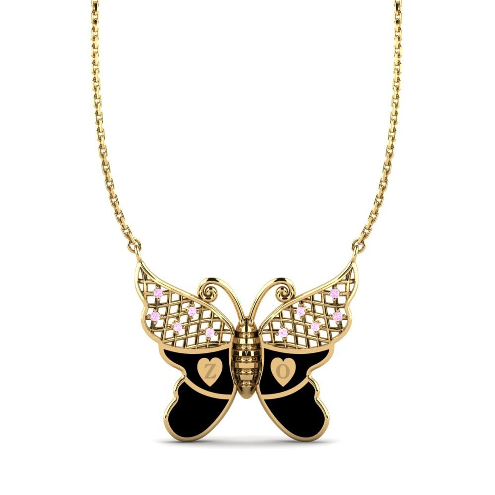 14k Oro Amarillo Zafiro Rosado Collar de Mujer Earlie