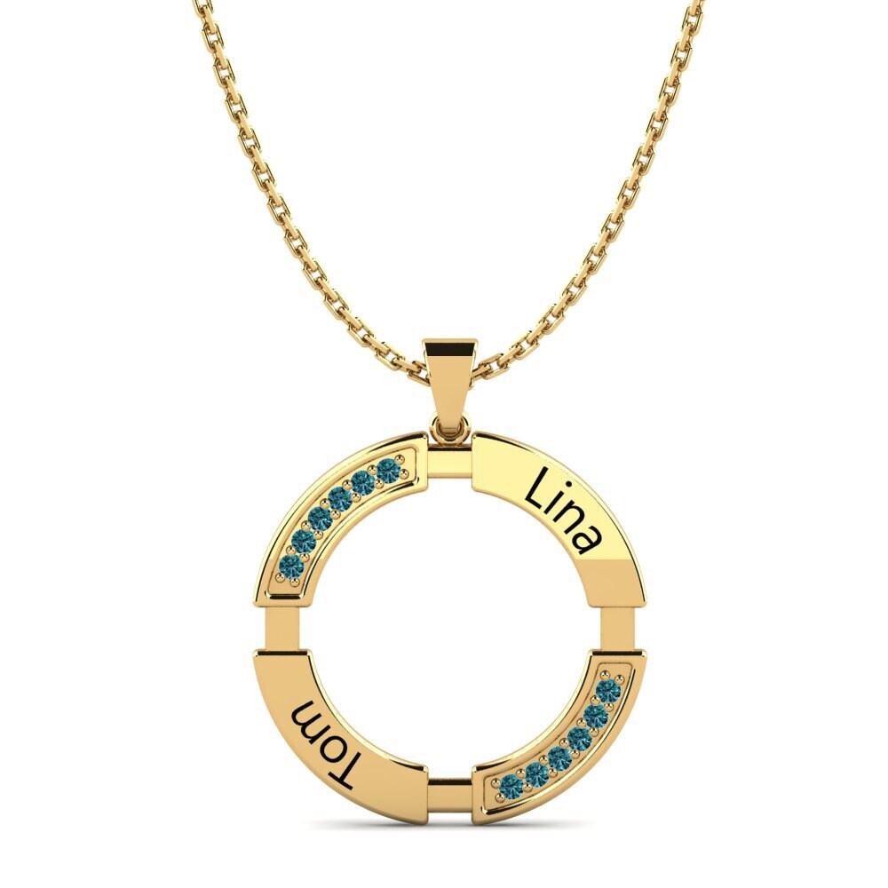 14k Oro Amarillo Diamante Azul Colgante de Mujer Eartha