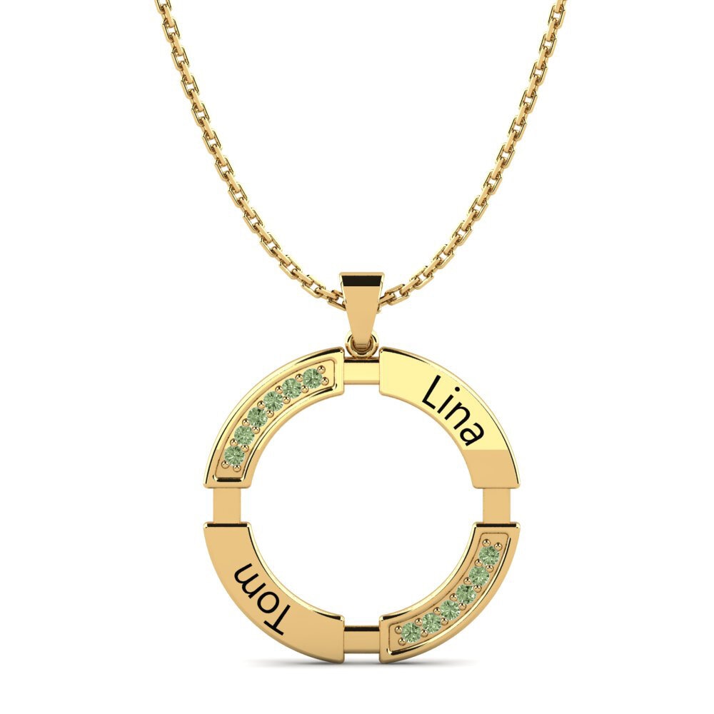 14k Oro Amarillo Diamante Verde Colgante de Mujer Eartha