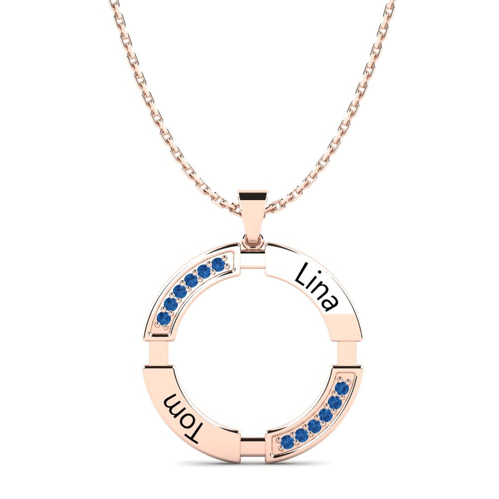 Rotgold 585 Dunkelblauer Zirkonia Damen anhänger Eartha