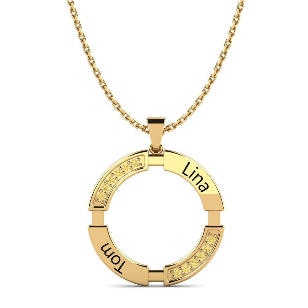 14k Oro Amarillo Diamante Amarillo Colgante de Mujer Eartha