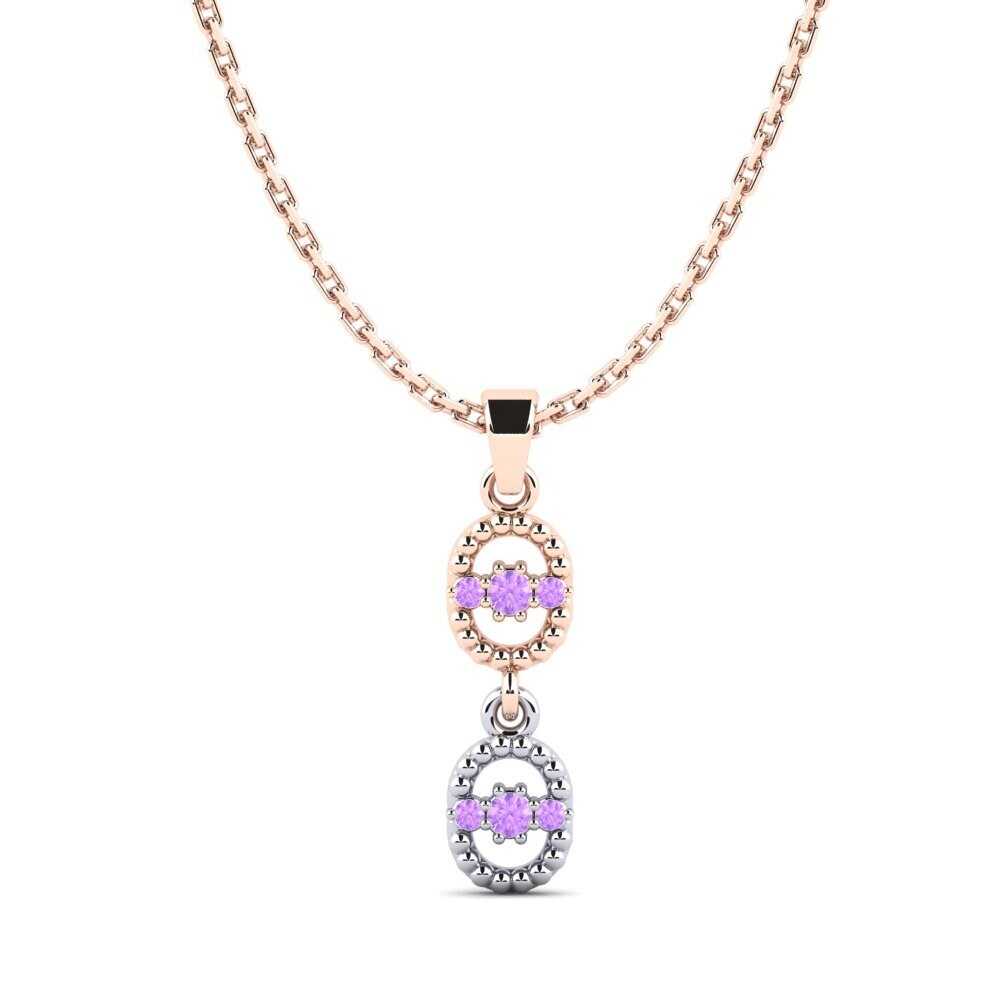 9k Oro Rosa & Blanco Amatista Colgante de Mujer Easley