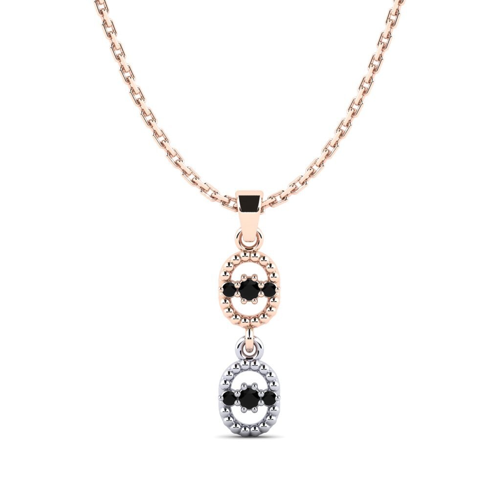 9k Oro Rosa & Blanco Ónix Negro Colgante de Mujer Easley