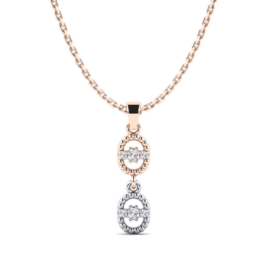 9k Oro Rosa & Blanco Diamante Colgante de Mujer Easley