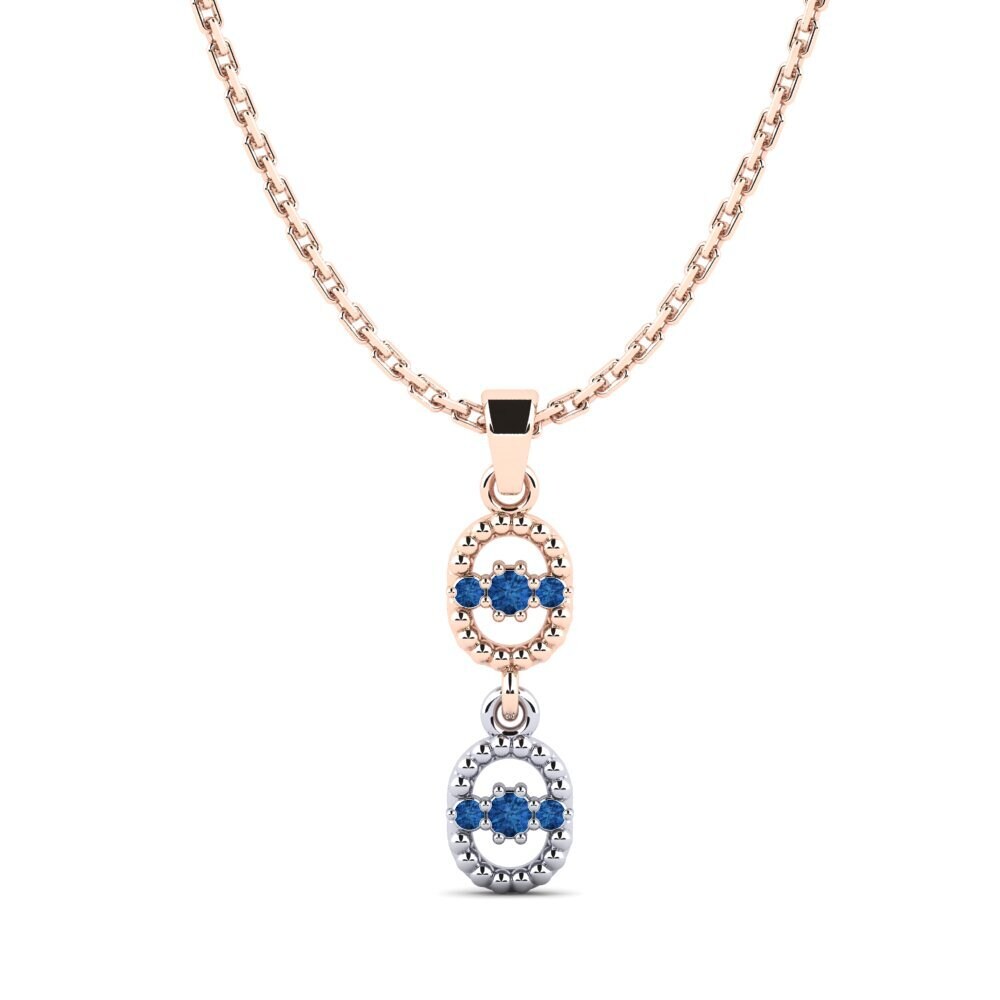 9k Oro Rosa & Blanco Circonita Azul Oscuro Colgante de Mujer Easley