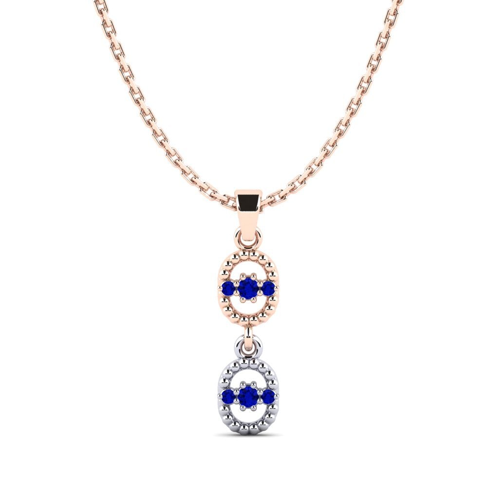 9k Oro Rosa & Blanco Zafiro Colgante de Mujer Easley