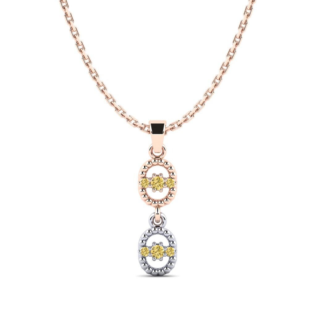 9k Oro Rosa & Blanco Diamante Amarillo Colgante de Mujer Easley