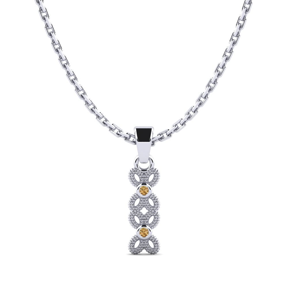14k Oro Blanco Diamante café Colgante de Mujer Eatery
