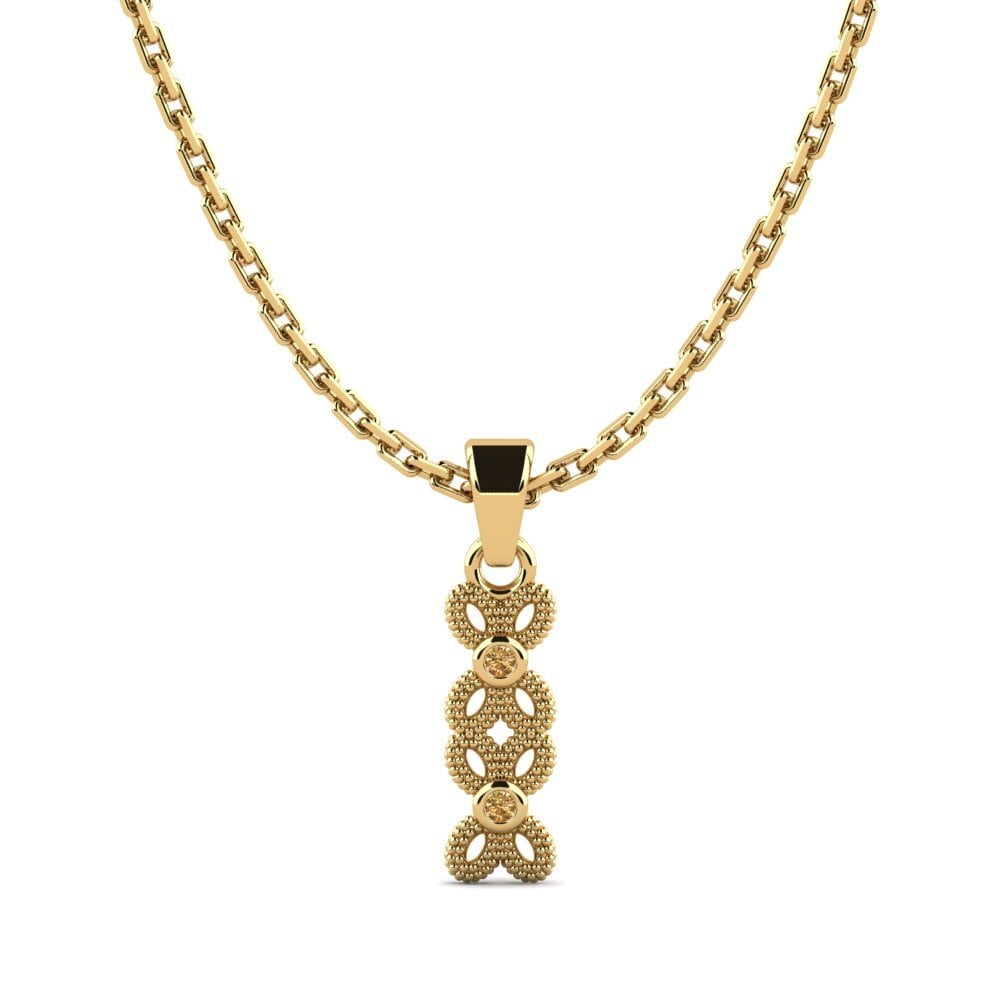 14k Oro Amarillo Diamante café Colgante de Mujer Eatery