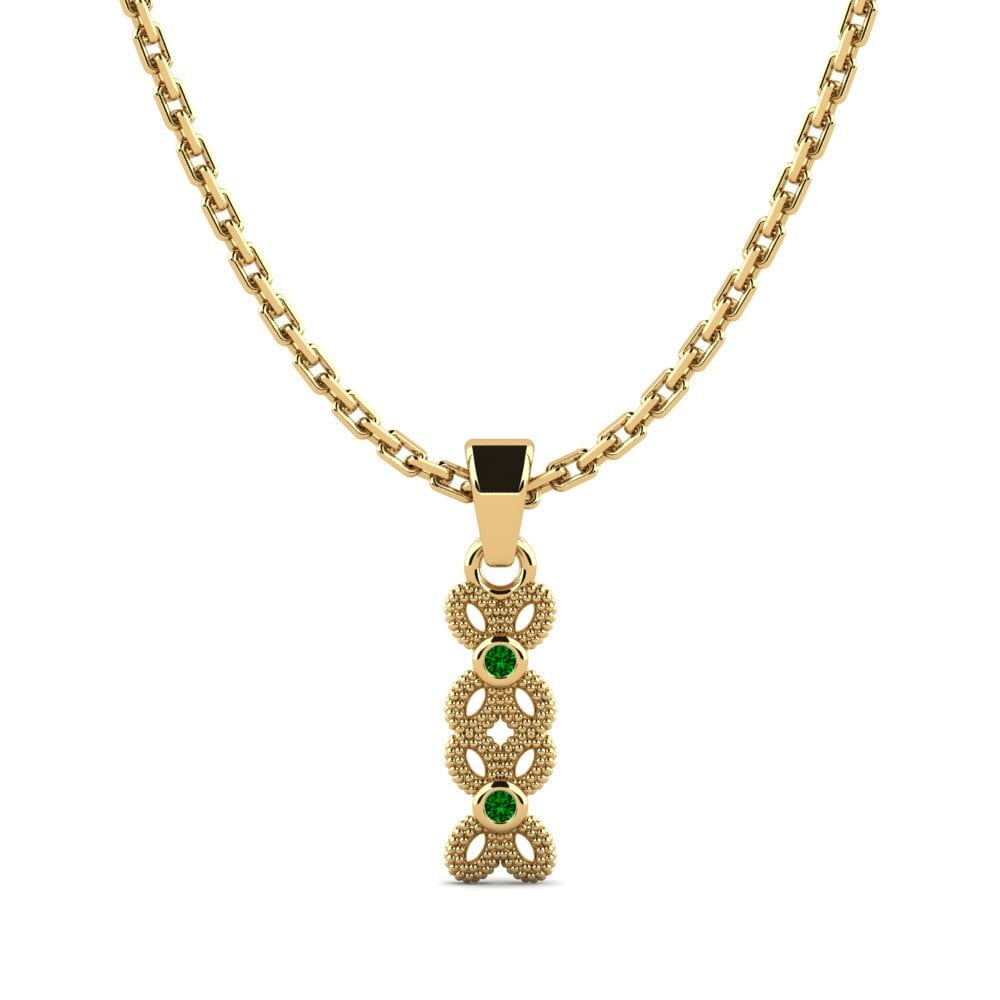 9k Oro Amarillo Circonita Verde Colgante de Mujer Eatery