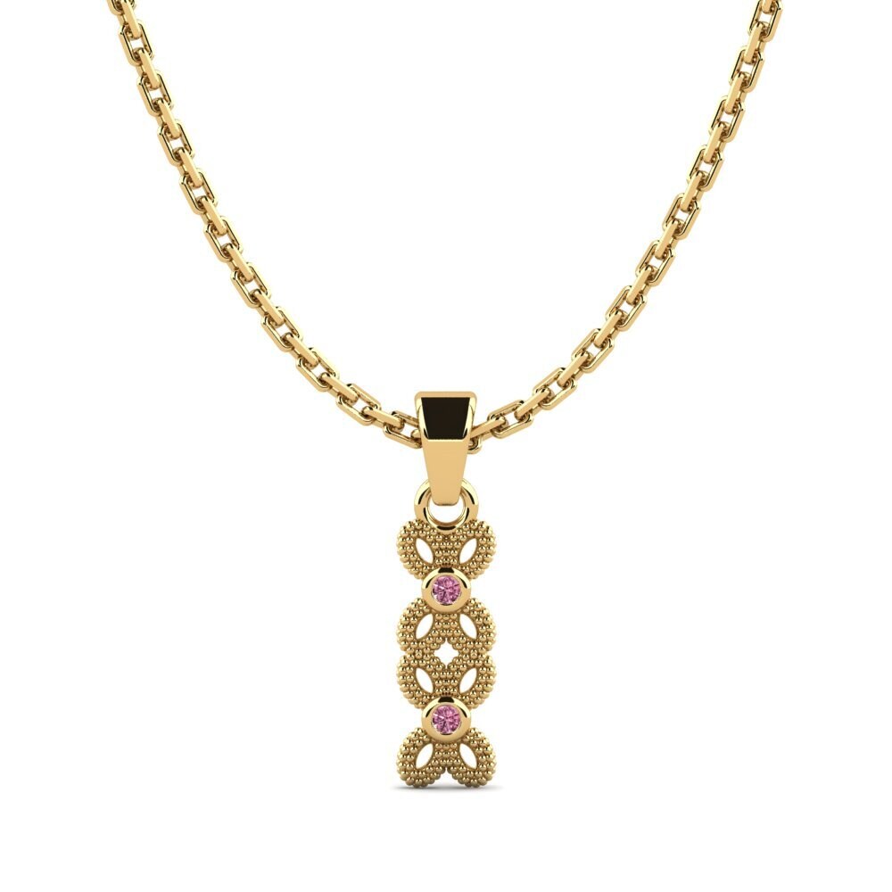 18k Oro Amarillo Granate Rhodolite Colgante de Mujer Eatery
