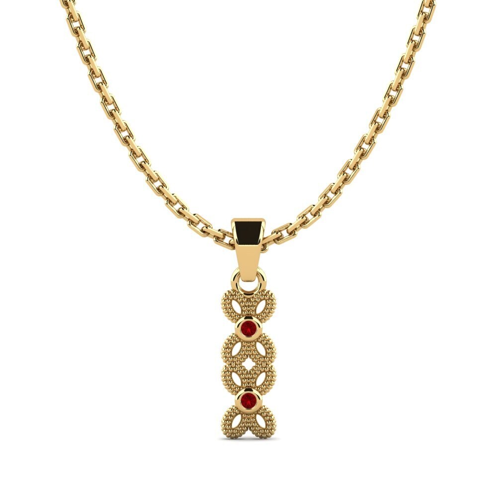 9k Oro Amarillo Circonita Roja Colgante de Mujer Eatery
