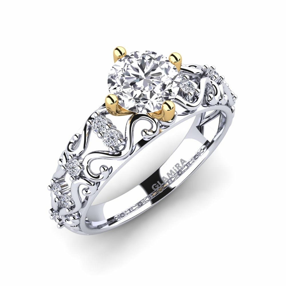 9k White & Yellow Gold Engagement Ring Ebba