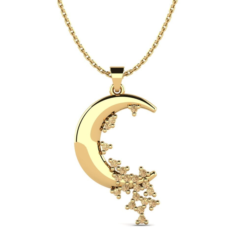 14k Yellow Gold Brown Diamond Women's Pendant Eberta