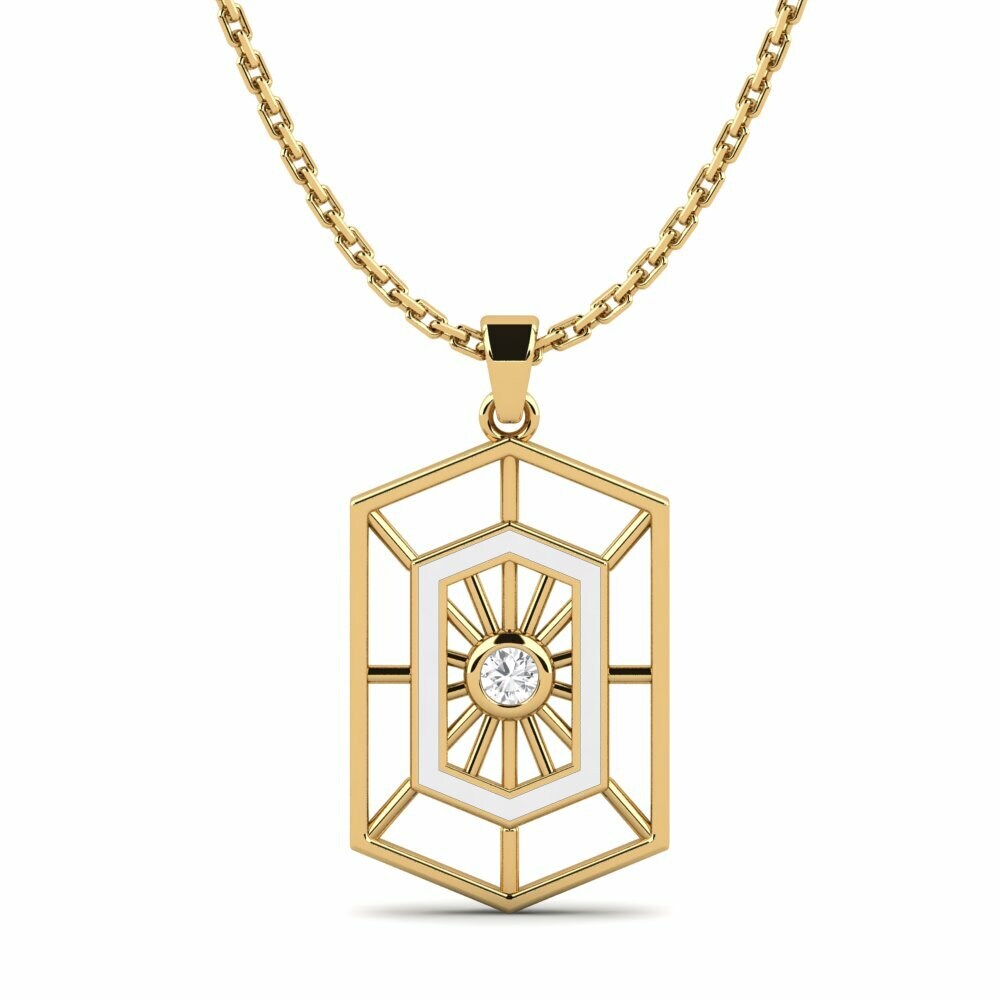 Vàng 9K Đá Sapphire Trắng Mặt dây chuyền nữ Ebon