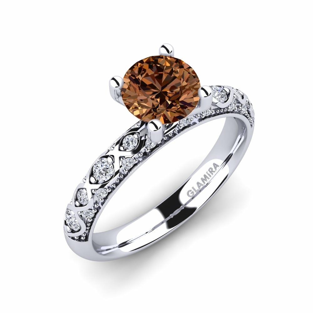 1 重量（克拉） 褐色鑽石 訂婚戒指 Ebonie
