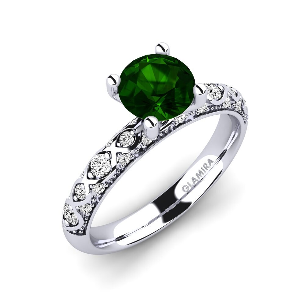 Tourmaline Verte Bague de fiançailles Ebonie