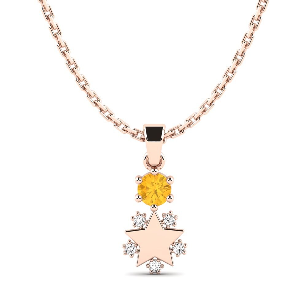 14k Oro Rosa Citrino Colgante de Mujer Ebonnie