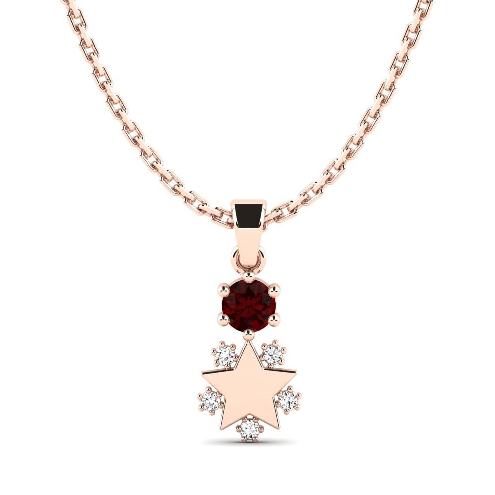 14k Oro Rosa Granate Colgante de Mujer Ebonnie