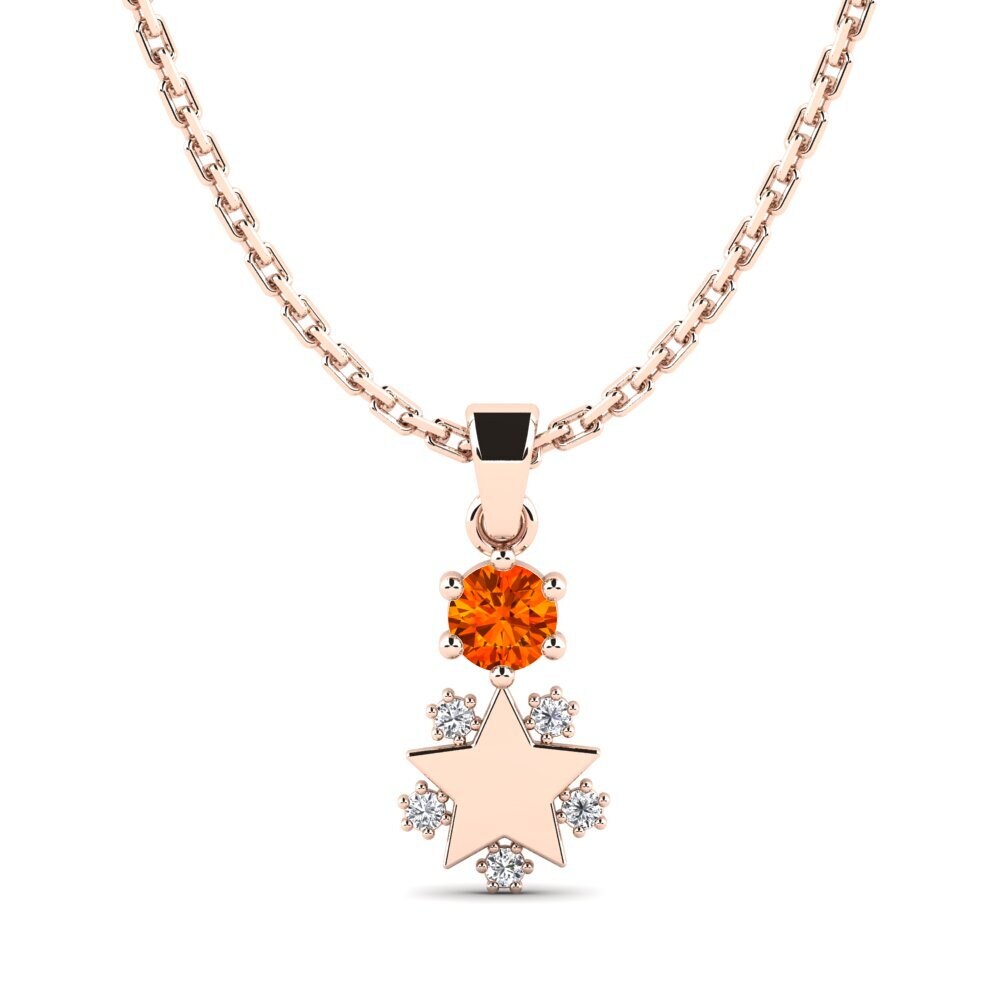 14k Oro Rosa Zafiro Naranja Colgante de Mujer Ebonnie