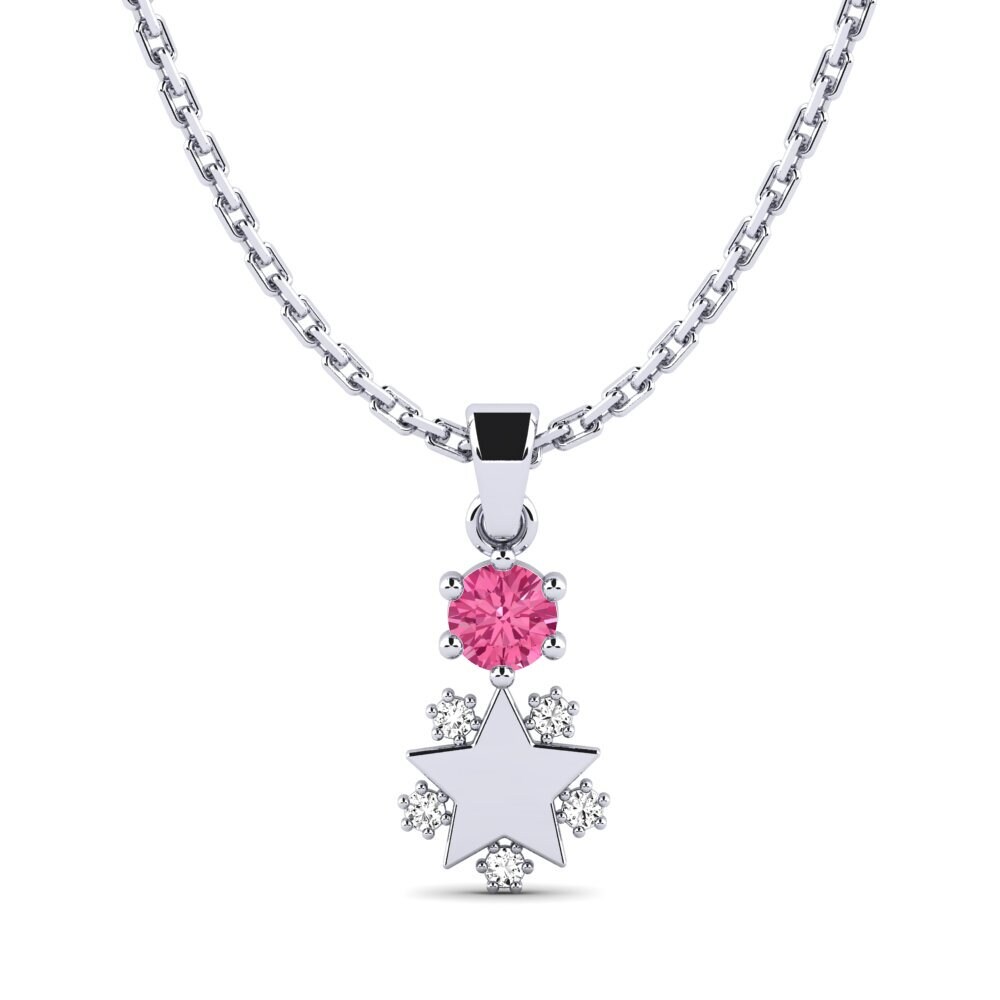 Platino 950 Turmalina rosa Colgante de Mujer Ebonnie